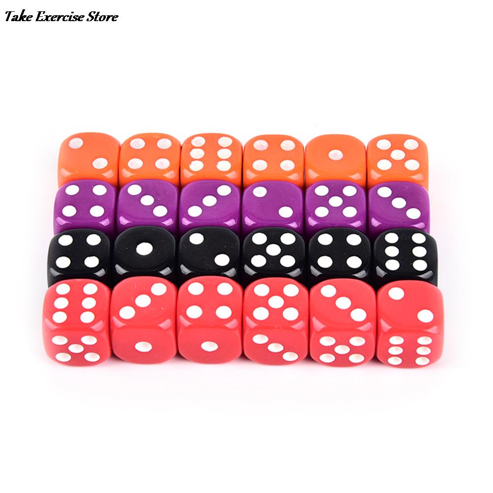 6 stk 16mm terninger avrundede hjørner firefarget gjennomsiktig terning brettspill drikking av digitale terninger gumbling søle