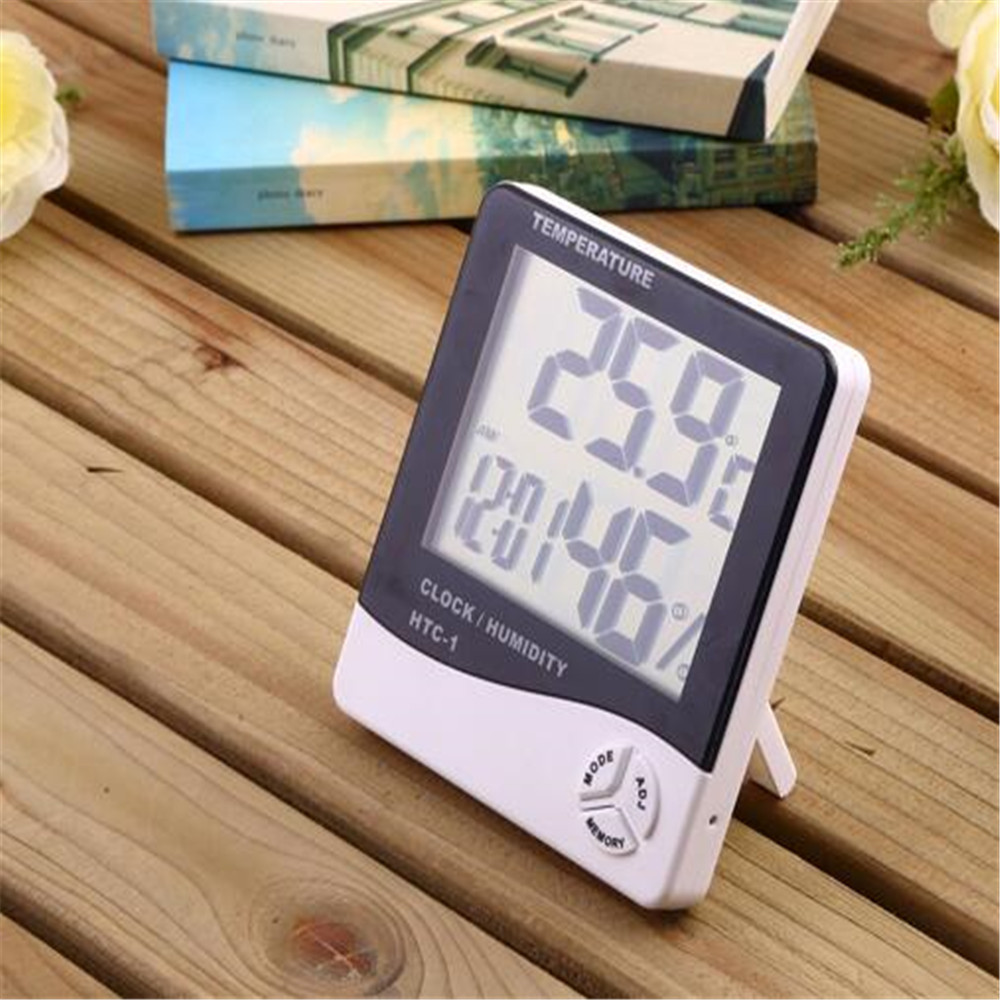 Moderne digitalt led vækkeur lydkontrol træ despertador desktop ur fugtighed temperatur display: 10