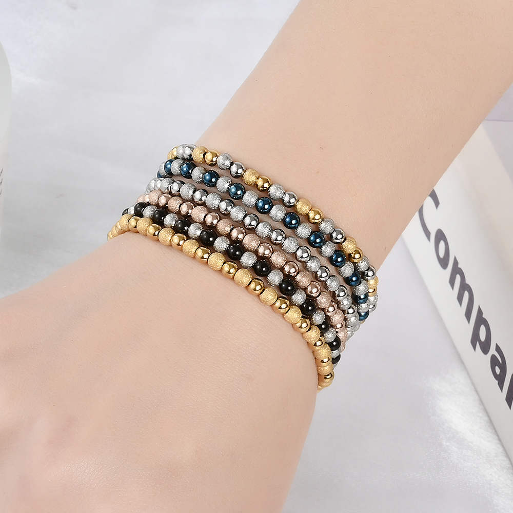 Metal Stainless Steel Jewelry Exquisite Girl Party Adorn Waterproof Durable Charm Sand Gold Mixed Color Bracelets
