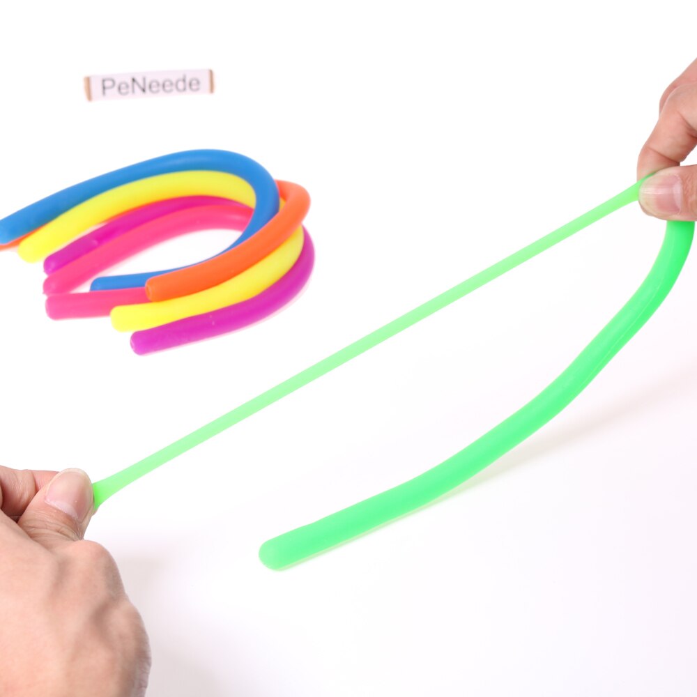 6pcs/lot Stretchy String Fidget Noodle Can Pull to 2 Meter Long Autism/ADHD/Anxiety TPR Squeeze Fidget Fiddle Sensory Toy