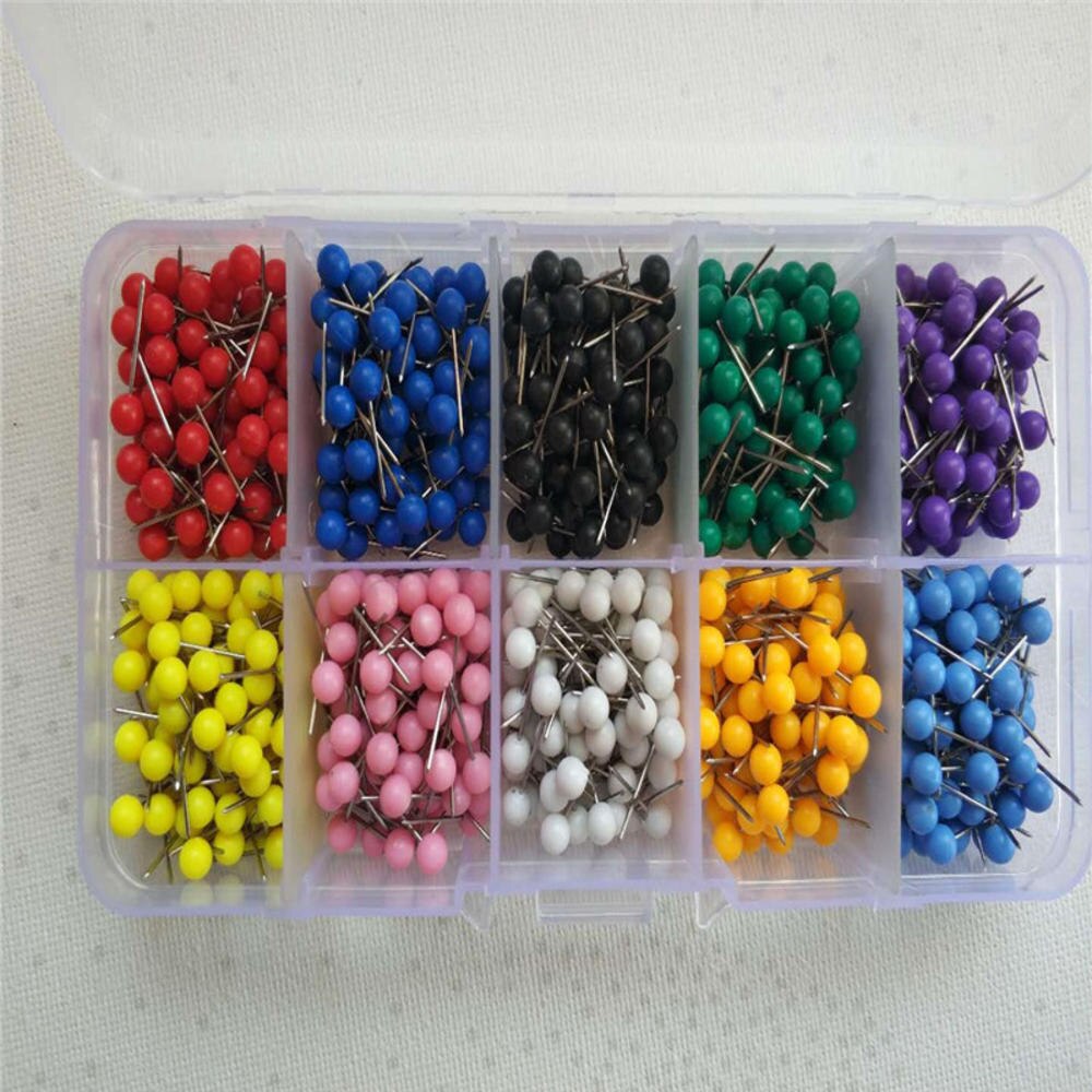 500 Stks/doos Kleuren Mini Kaart Kopspijkers Push Pins Plastic Kop Met Stalen Punt 4Mm 11Mm Kurk Boord Veiligheid punaise Kantoor School Sup: Default Title