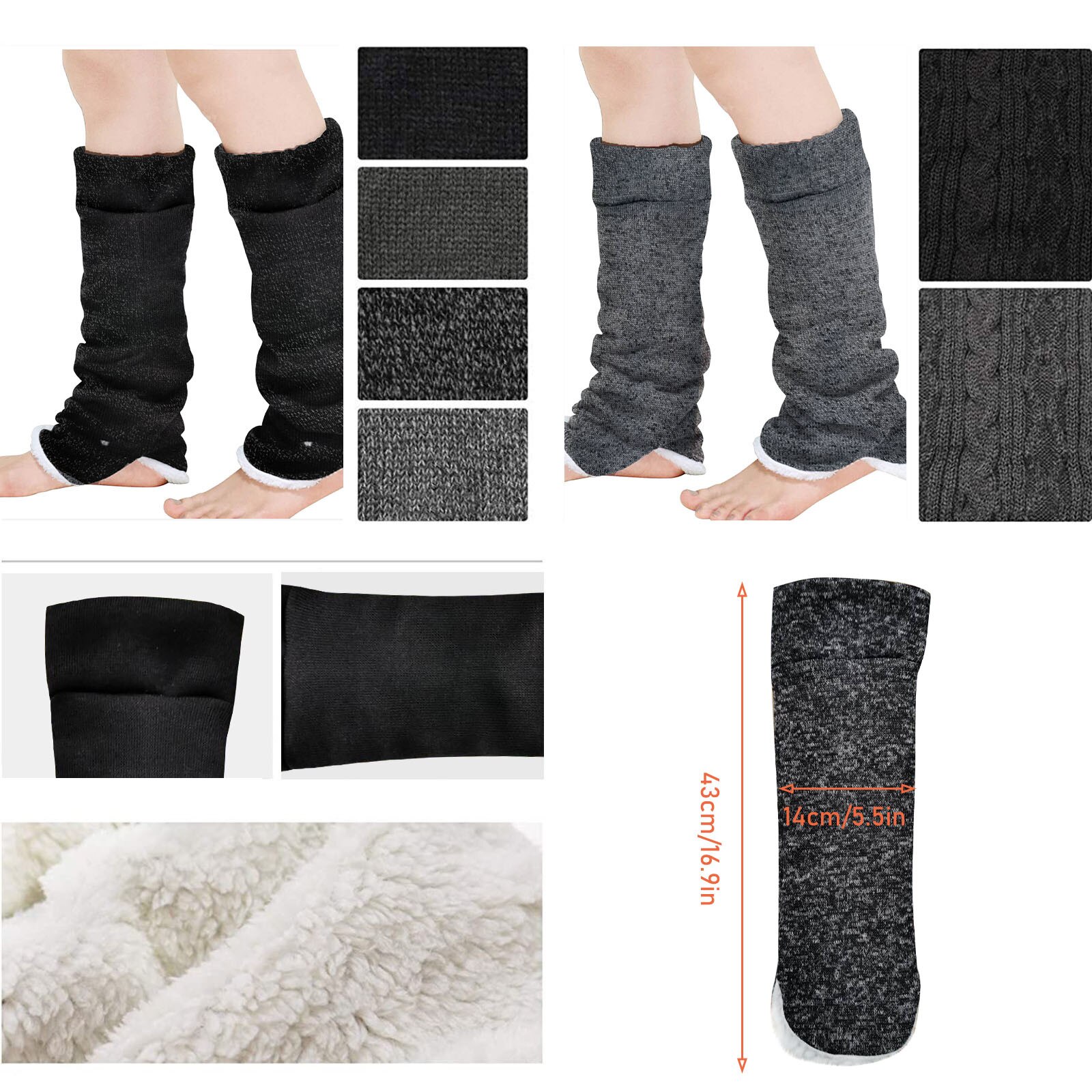 1 Pair Winter Warm Leg Warmer Women Knee High Knitted Solid Crochet Leg Warmers Socks Boot Cuffs Beenwarmers Socks