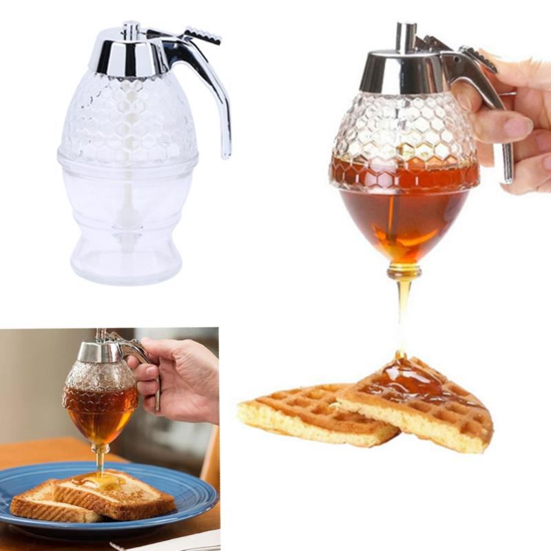 200 Ml Honing Dispenser Jar Container Cup Sap Siroop Ketel Keuken Bee Drip Standhouder Draagbare Keuken Acryl Opslag Pot