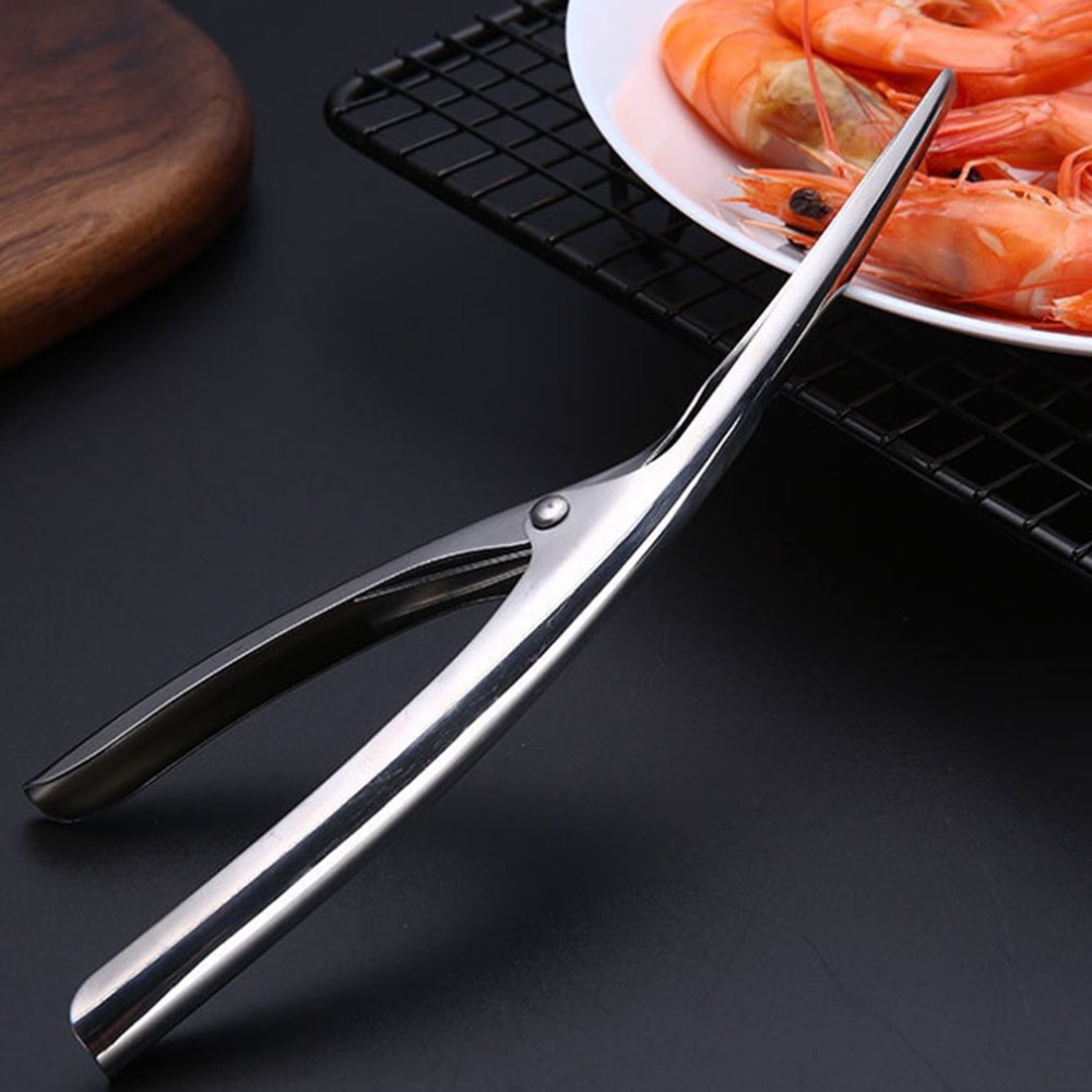 Portable Stainless Steel Prawn Peeler Shrimp Deveiner Peel Device Ergonomic Handle Kitchen Seafood Tools