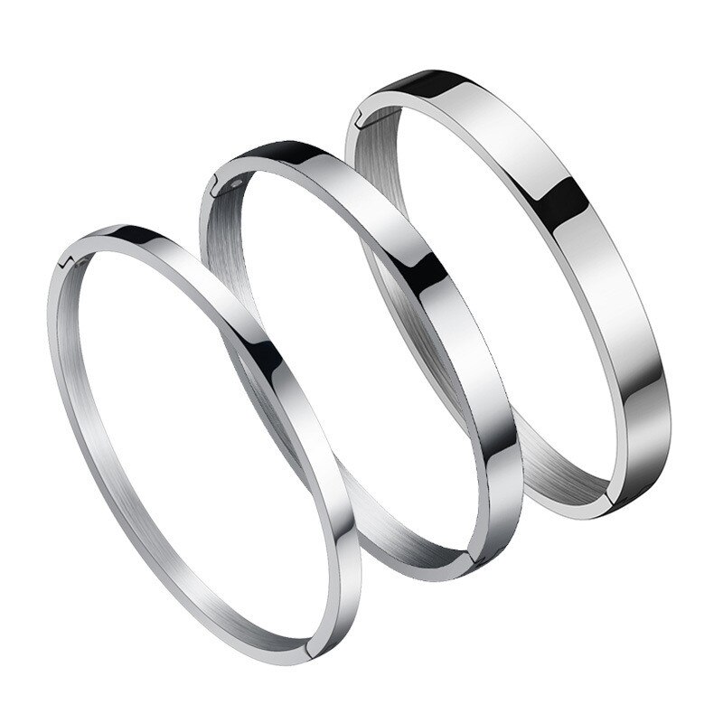 Stainless Steel Opening Bracelets Bangles Women Band Jewelry Silvery Bracelets Bangles Accessorie Woman Bracelet And Bangles