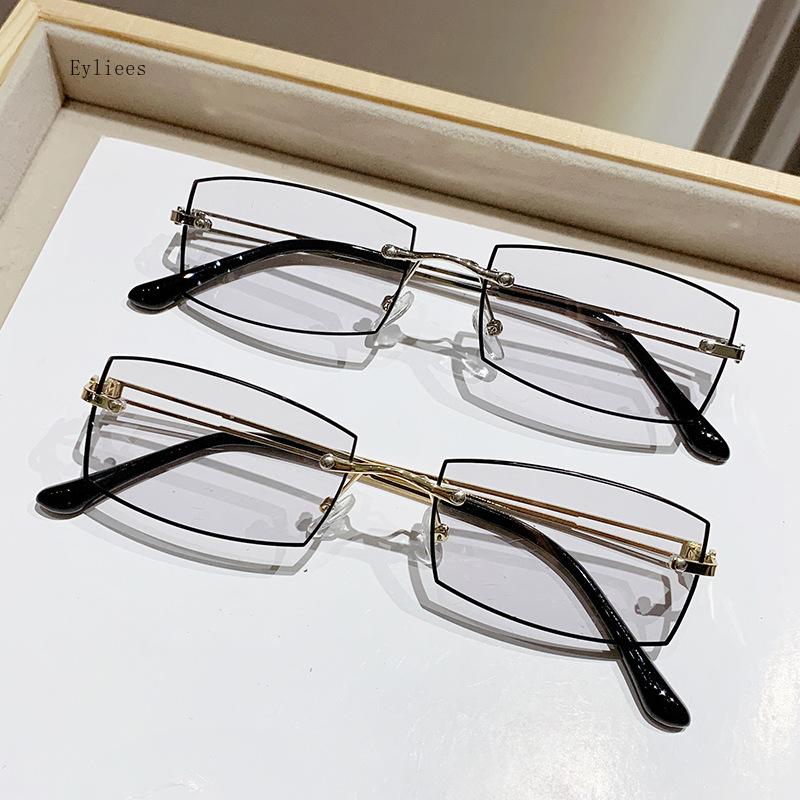 Gafas de sol fotocromáticas cuadradas sin montura para hombre y mujer, lentes de lectura con bloqueo de luz azul, lentes de Vista lejana terminadas, dioptrías