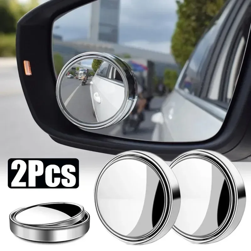 Espejo de punto ciego ajustable de 360 grados, espejo retrovisor convexo auxiliar para coche, marco redondo, espejos gran angular, marcha atrás, 2 uds.