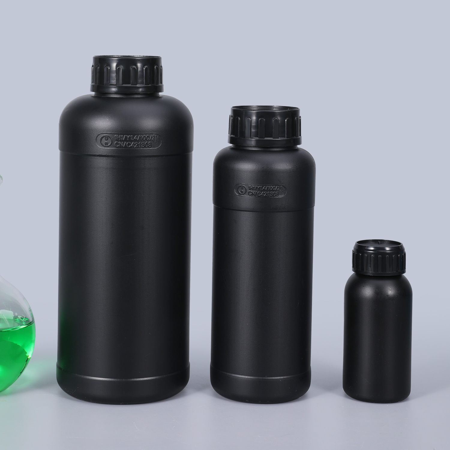 Bouteille de réactif en plastique noir 100ML-1000ML, flacon de alimentaire avec vis HDPE et bouchon, rechargeable, 1 pièce