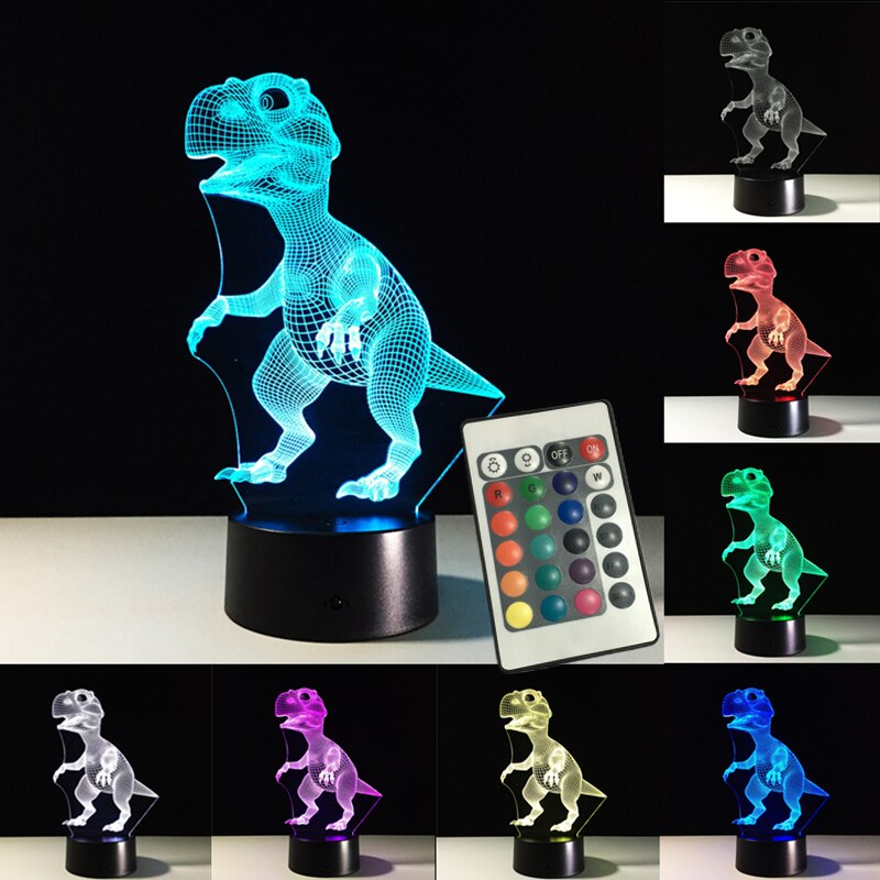 3D Dinosaurus Lamp Afstandsbediening Touch Schakelaar Kleur Veranderen Dinosaurus Nachtlampje Slaapkamer Boekenkast Home Decor Tafel Armatuur