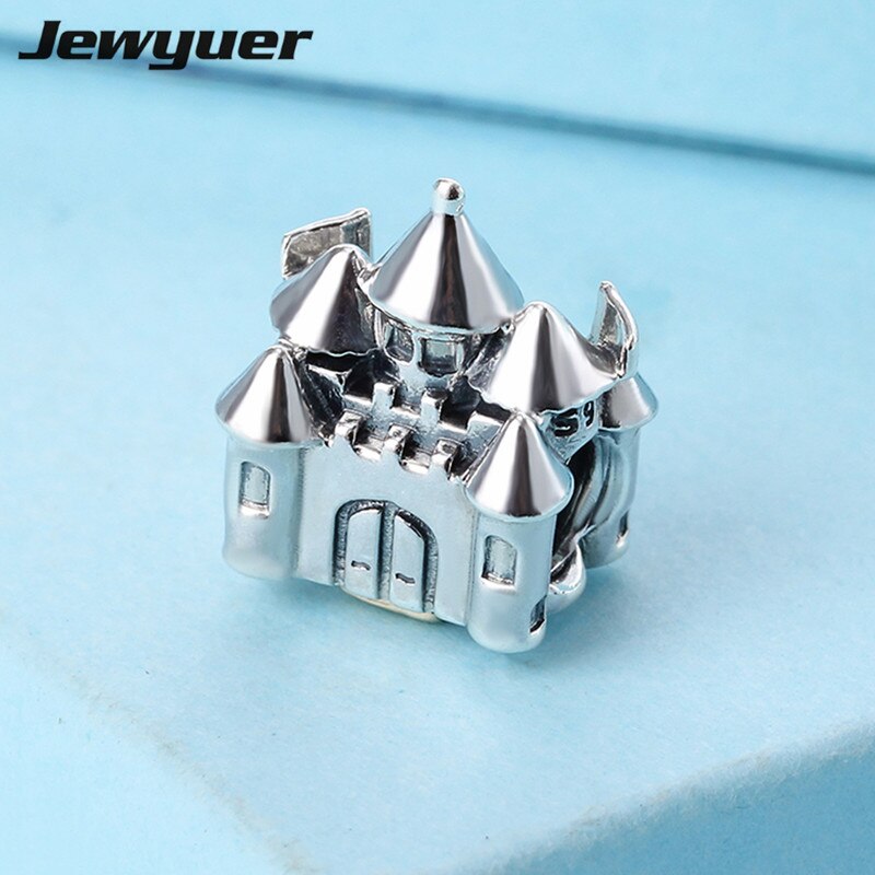 925 sterling zilveren fijne sieraden Kasteel bedels met gouden Kroon fit zilveren kralen armbanden ketting diy maken Memnon GD027