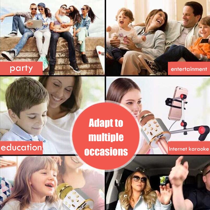 BUFLOIK microfono Wireless Bluetooth professionale microfono Karaoke portatile USB Mini Home KTV per lettore musicale registratore di canto Mic