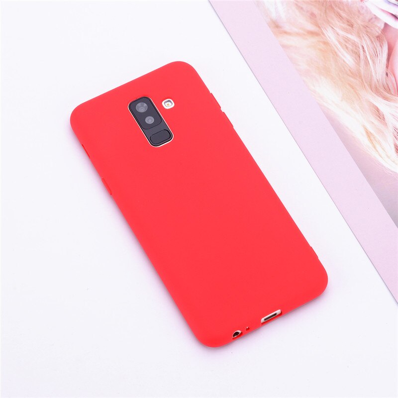 Silicone Case For Samsung Galaxy A6 case SM A600 A600F Candy Soft Case For Samsung A6 Plus cover A605 A605F funda: For A6 2018 / Red