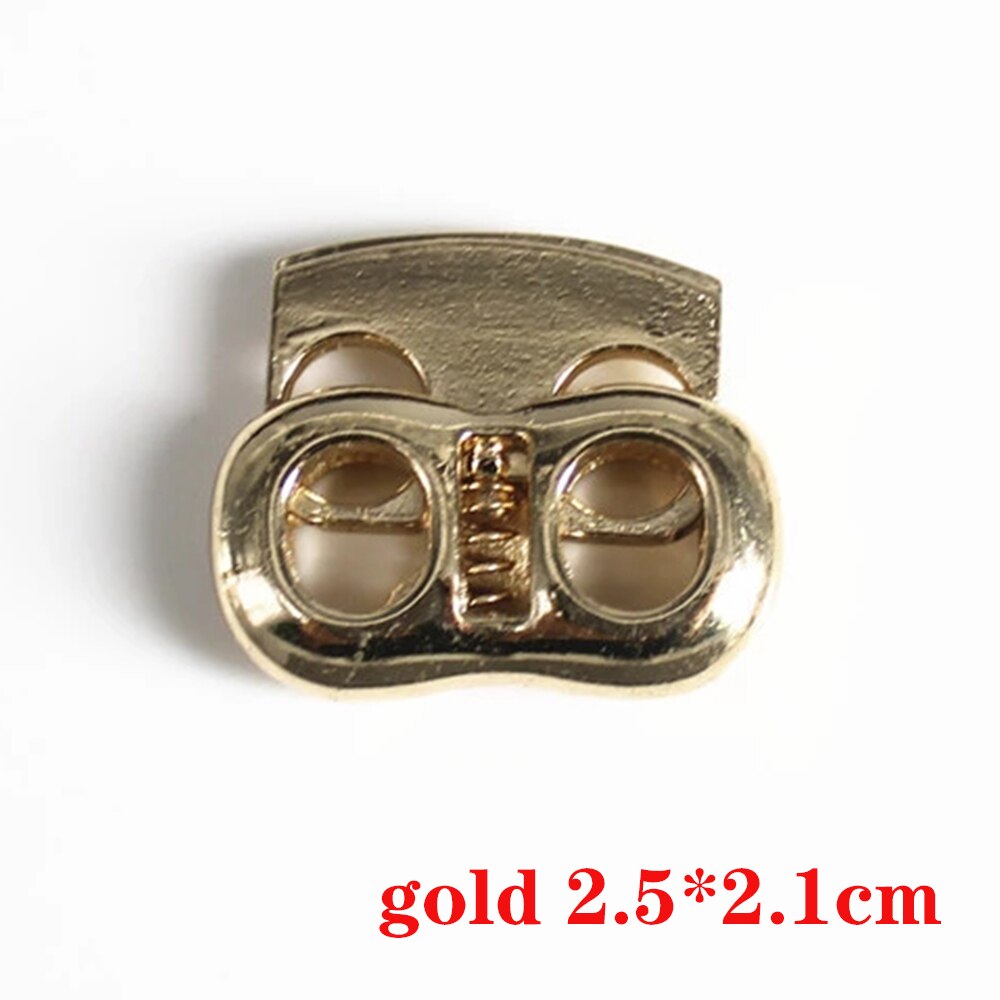 10 stks Pack Cord Lock Toggle Stopper Bean Metalen Zilver Maat: 25mm * 21mm * 7mm Toggle Clip NK216: C229  gold  10pieces