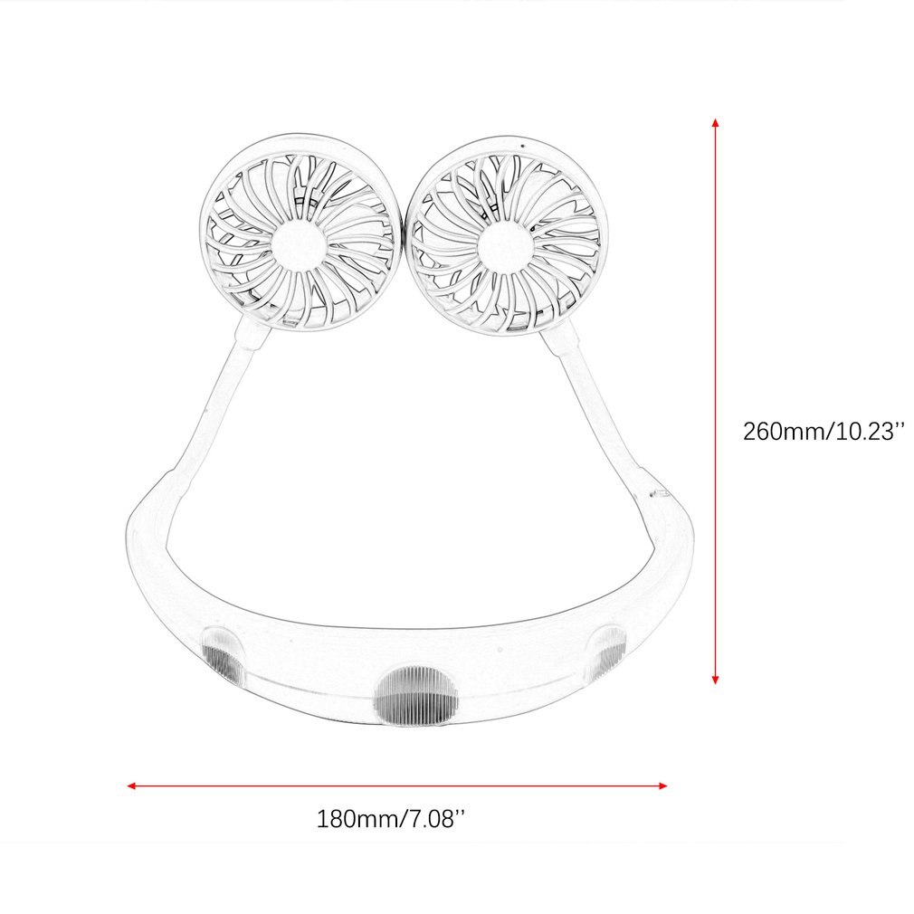 Kleine Nacken Band Tragbare Mini Luft Fan Mit Dual Fan USB aufladbare Kühler Fan Faul Fan