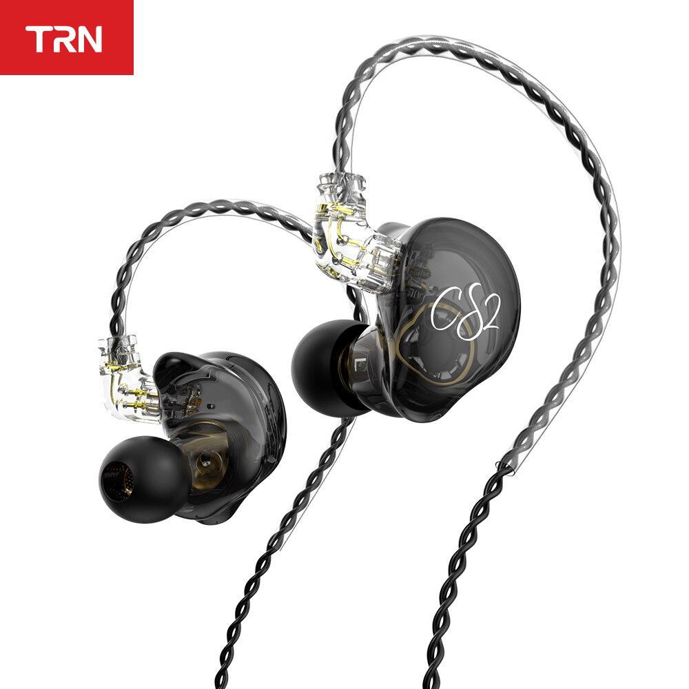 Trn - cs2 dynamic in-ear-kopfhörer, hifi-musik, sport-iem-ohrhörer, headset mit abnehmbarem kabel , 2- pin-kabel, trn-  mt1 v90 st1 cs1 edx pro