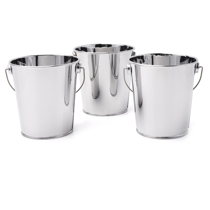 6Pcs Stainless Steel Bar Ice Bucket Champagne Beer Bucket Wine Bucket Spit Wine Barrel Container Mini Snack Buckets Bar Supplies