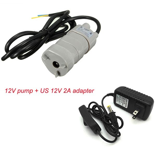 Beste 12V 24V 600L/H JT500 Hoge Druk Dc Dompelpomp Drie-Draad Micro motor Waterpomp Met Adapter: US 12V 2A Adapter