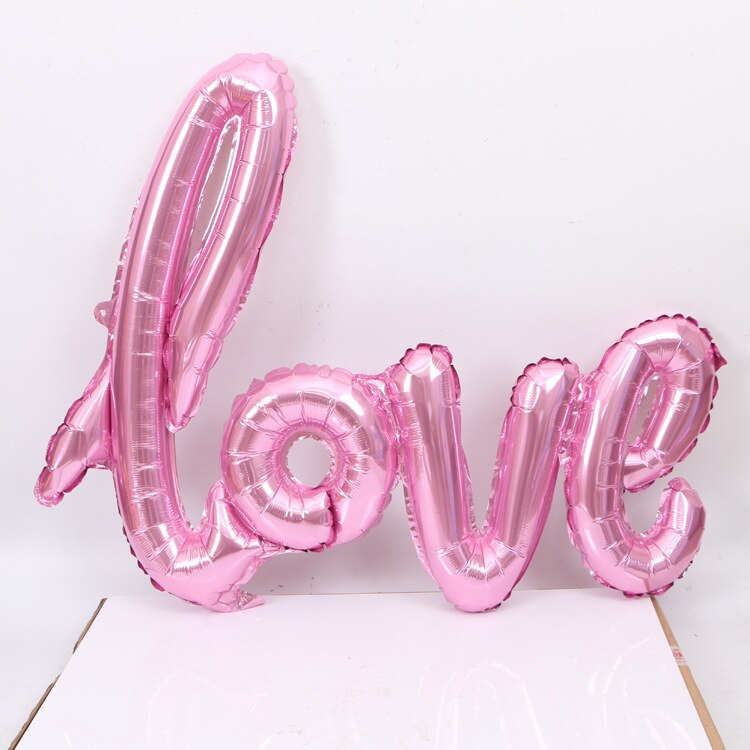 108cm kærlighedsbrev folie ballon fødselsdagsfest bryllup valentinsdag jubilæum dekoration champagne kop fotoboks rekvisitter: Lyserød