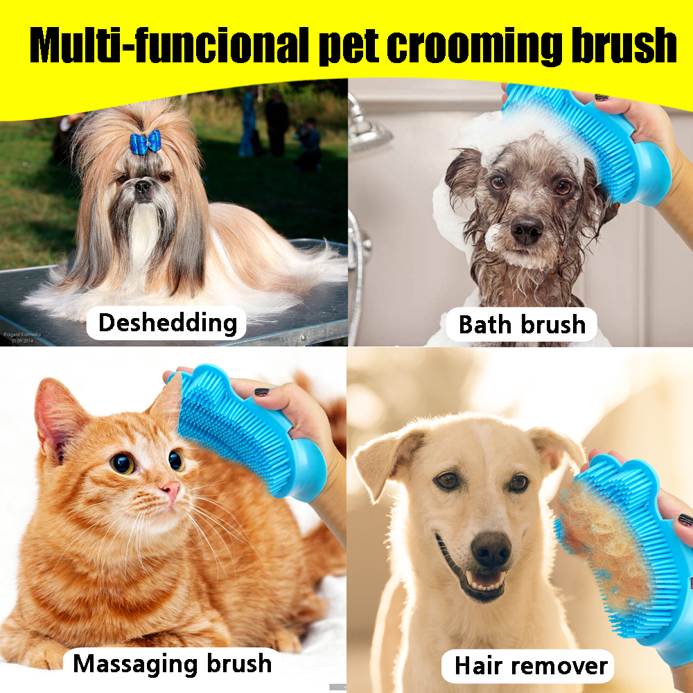 Peigne brosse pour chien, gant de toilettage, dissolvant de poils longs et courts, outil de bain pour animaux de compagnie, douche, Massage pour chien et chat