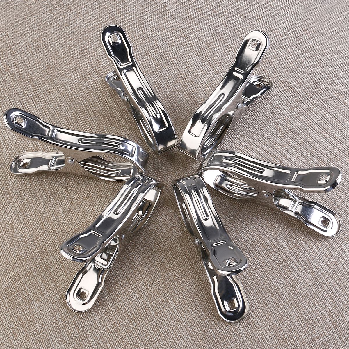 6-delige Handdoekklemmen Kleerhangers Roestvrijstalen Wasclip Winddichte Clips Opknoping Wasknijpers Handdoeken Tang (Willekeurig Patroon)