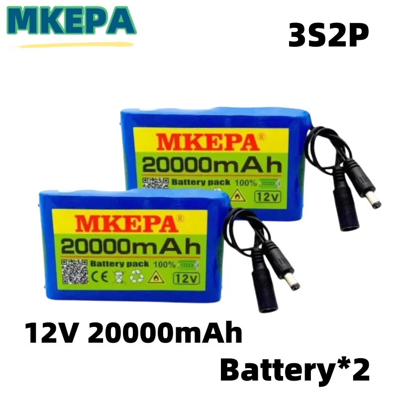 3S2P 12V 20000mAh battery 18650 Li-ion 20.0Ah Rechargeable batteries with BMS Lithium Battery packs Protection Board +Charger: black