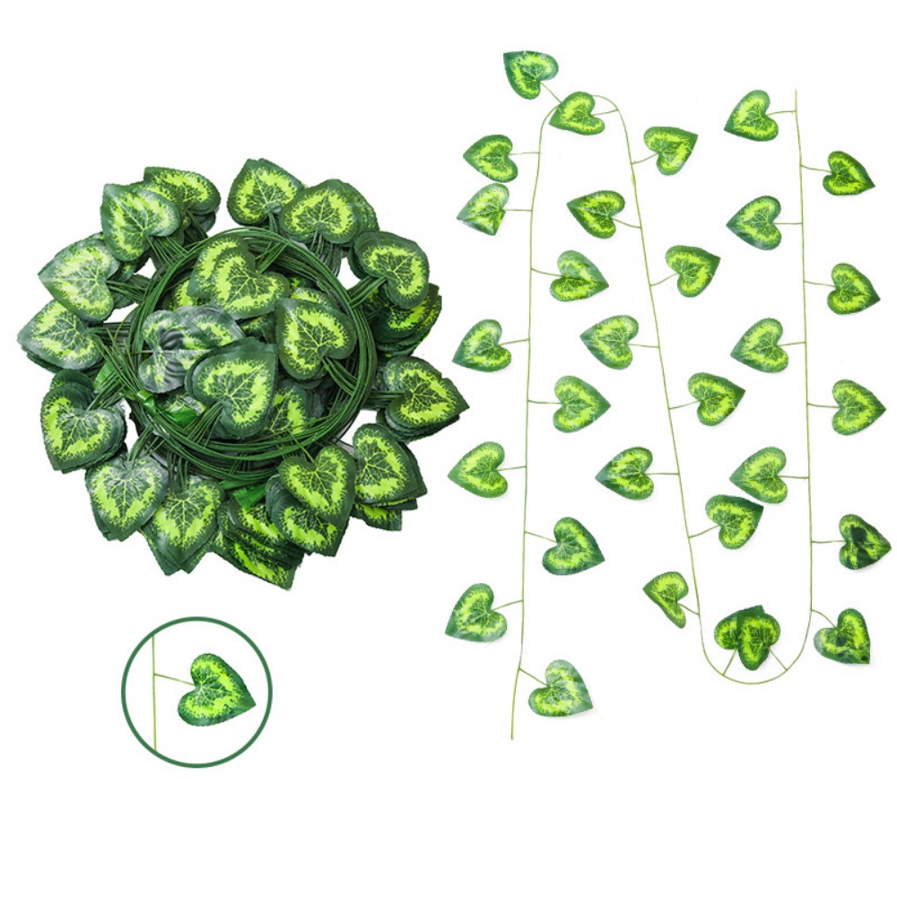 12pcs Artificial Foliage Simulated Leaf Garland Decor DIY Flexible Garland Hanging Plants Plastic Exquisite: Deep Pink