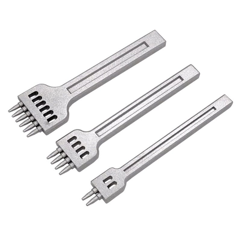 3pcs Leather Prong Punch Tool Set 4mm 2/4/6 Holes Steel Row Circular Cut Round Hole DIY Diamond Lacing Stitching D15 21