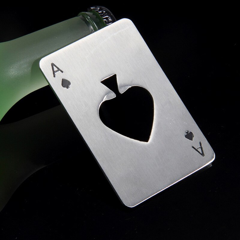 Cool svart pokerkort ölflasköppnare rostfritt stål bröllopsfest bankett souvenirer kök mat bar verktygsbord