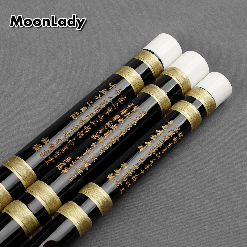 D/e/f/g-tasten schwarze bambusflöte mit doppelten goldlinien musikinstrumente chinesische handgefertigte holzblasinstrumentflöte