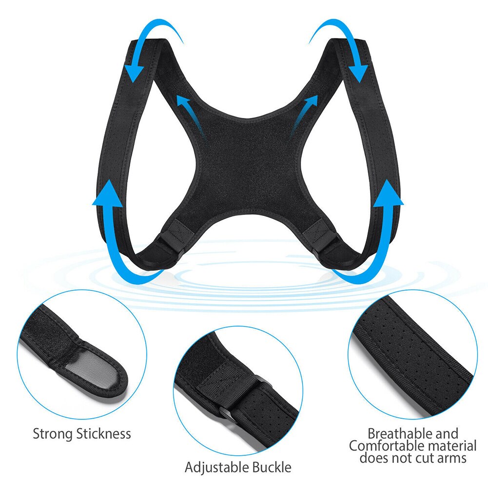 Unisex Adjustable Posture Corrector Shoulder Back Humpback Spine Support Belt