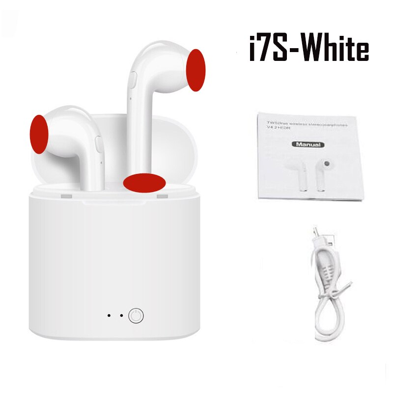 TWS airpods Senza Fili Bluetooth 5.0 Auricolare TWS i12 11 9s 7S Macaron Auricolari Con Il Mic di Ricarica Scatola Auricolare cuffie senza fili: i7s White