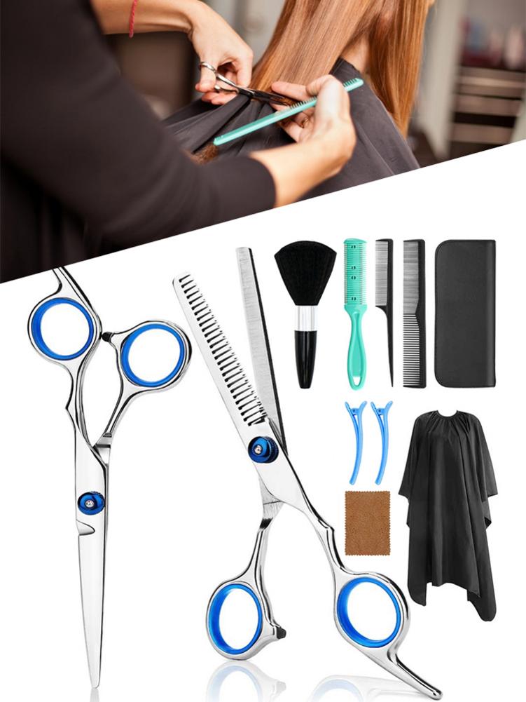11 Pcs Hairdressing Scissors Kit Hair Cutting Scissors Hair Scissors Tail Comb Hair Cape Hair Cutter Comb