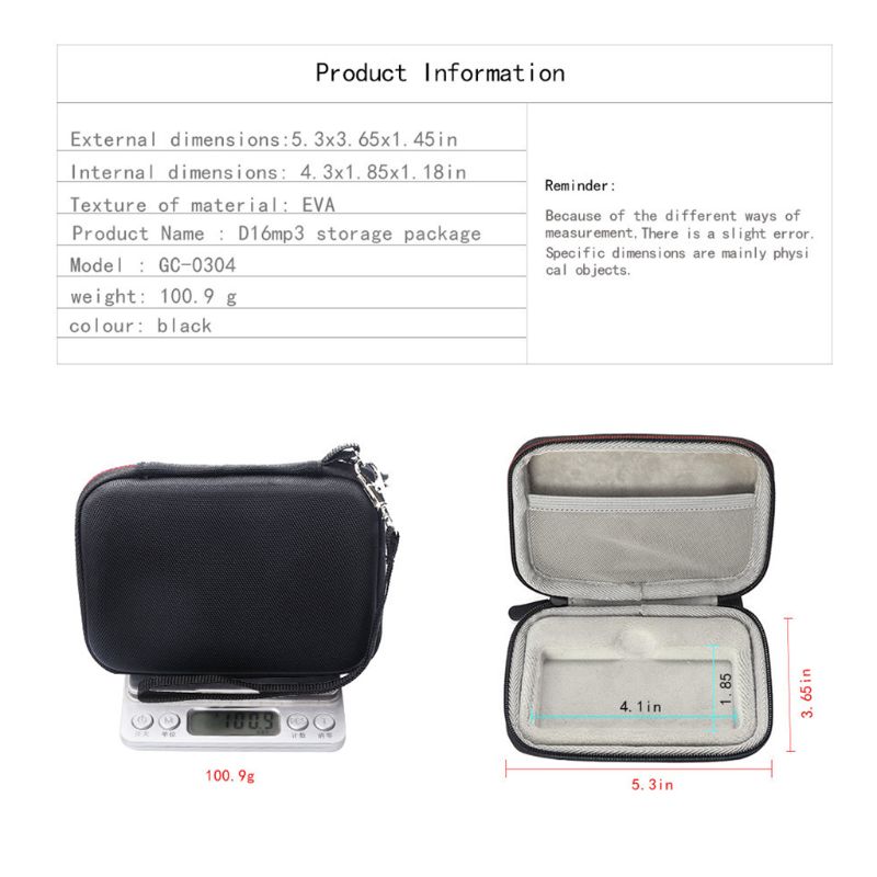 tragbar Lager Tasche Stoßfest Koffer Kasten für SOULCKER D16 MP3 Spieler