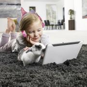 Søde kablede hovedtelefoner til børn med mikrofon piger datter musik stereo øretelefon computer mobiltelefon gamer børne headset børn