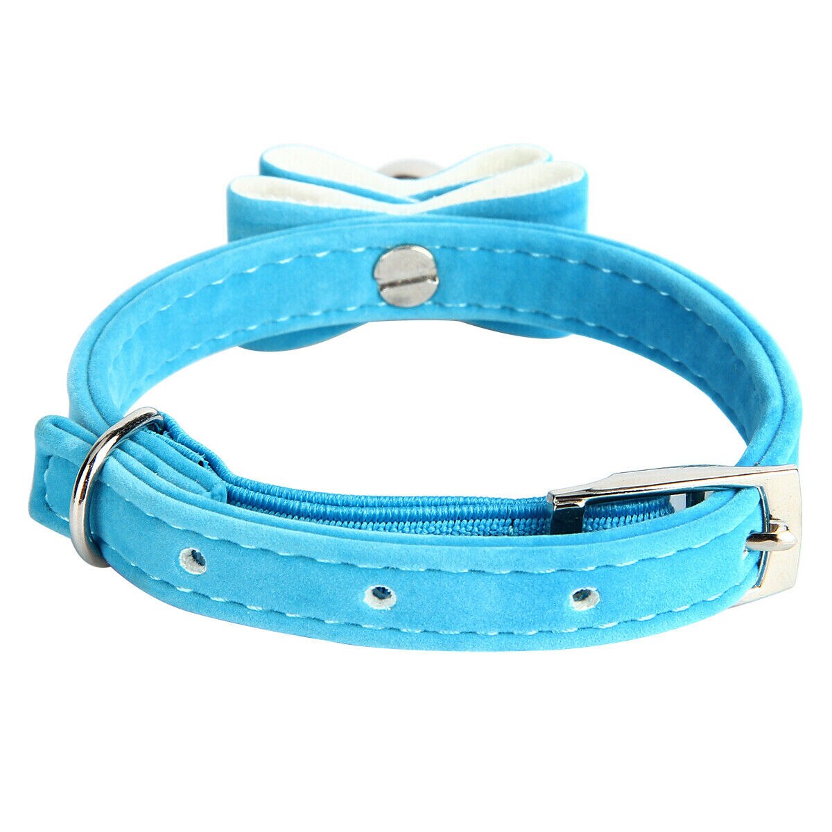 Obroża dla kota aksamitna kokarda krawat bezpieczny regulowany kołnierz z wiązaniem w kokardę z dzwonkiem miękki PU kotek muszka śliczny krawat kot akcesoria