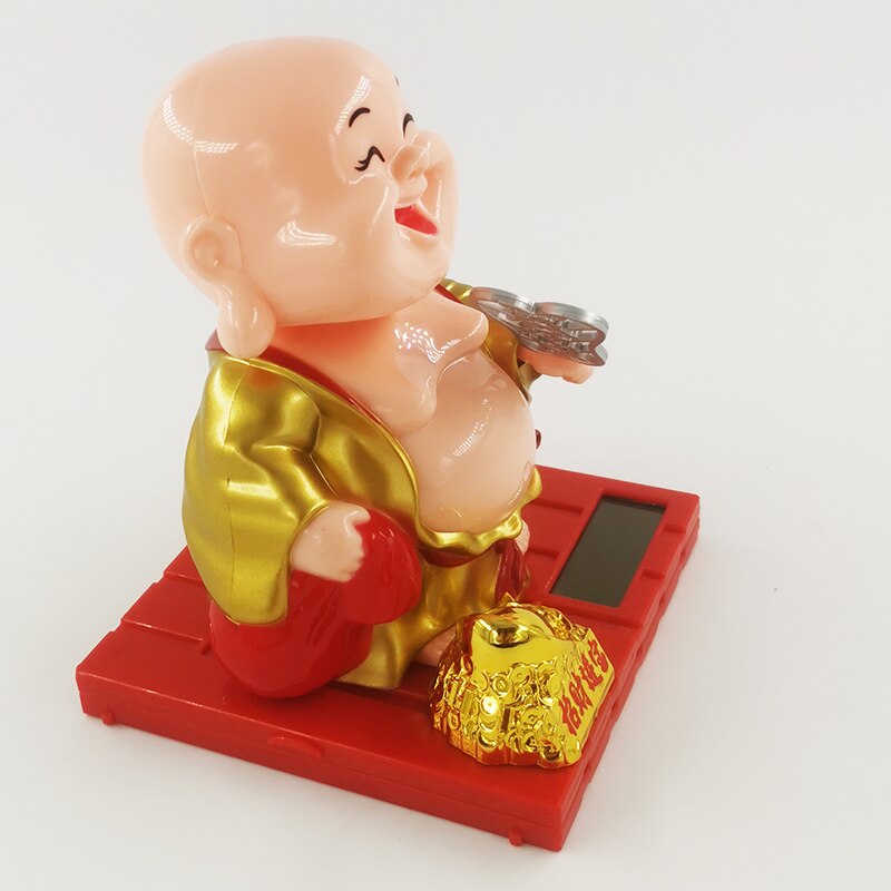 Solar Little Monk Car Decoration Toys Chinese Style Little Novice Monk Shaking His Head Toy Children: 03 small