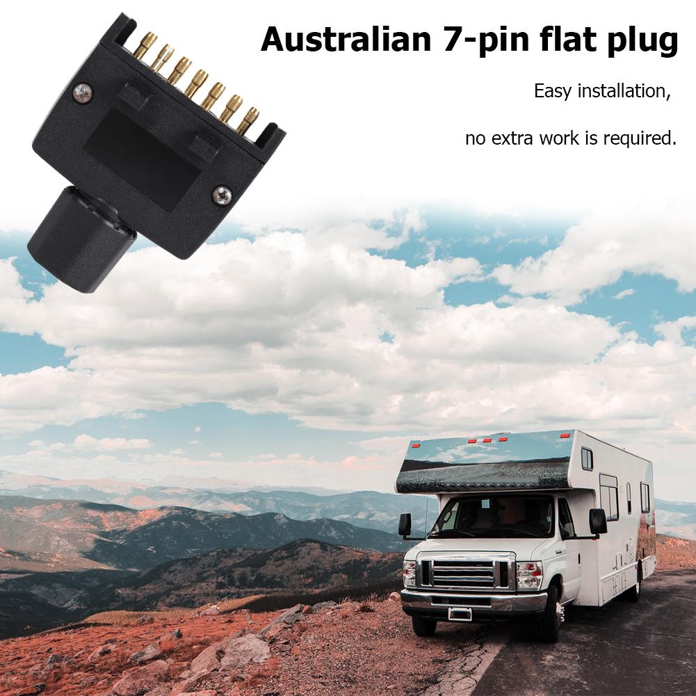 7 Pin AU Flat Male Trailer Socket Plug Connector Adapter for Caravan Trailer RV Boat Truck Connection of Indicator Side Lamp