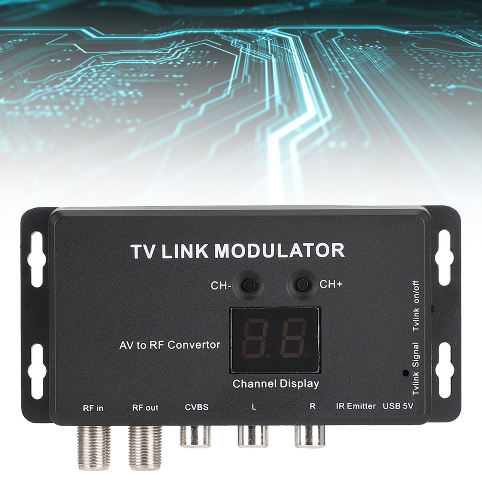 Modulador TM70 UHF TV LINK, Conversor AV para RF, Extensor IR com Display de Canais