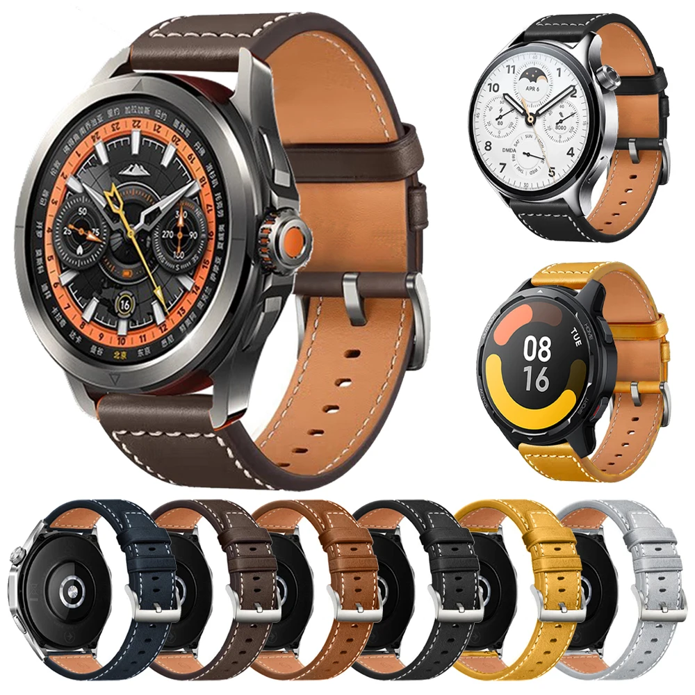 Pulseira de couro de 22mm para xiaomi watch 2 pro mi watch s4 s1/cor pulseira de substituição para amazfit balance gtr gts pulseira