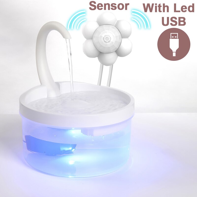 Intelligent Cat Drinking Water Fountain USB Automatic Circulating Water Dispenser Drinking Fountain With Sensor Indoor Fountains: A-with sensor