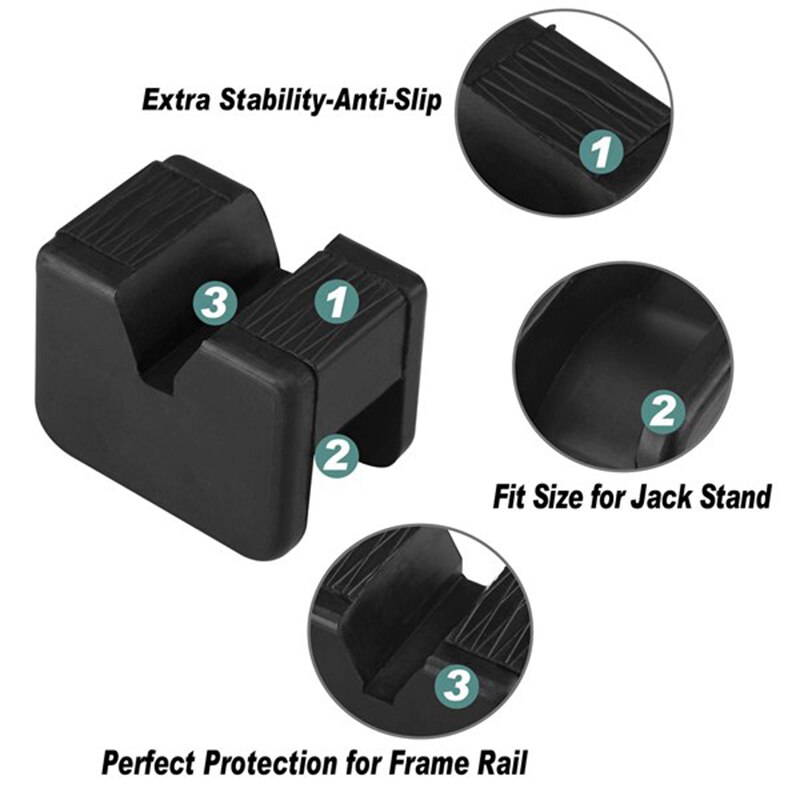 6- pak jack pad adapter til jack stander 2-3 tons universal gummi slids ramme skinne klemsvejsning beskytter