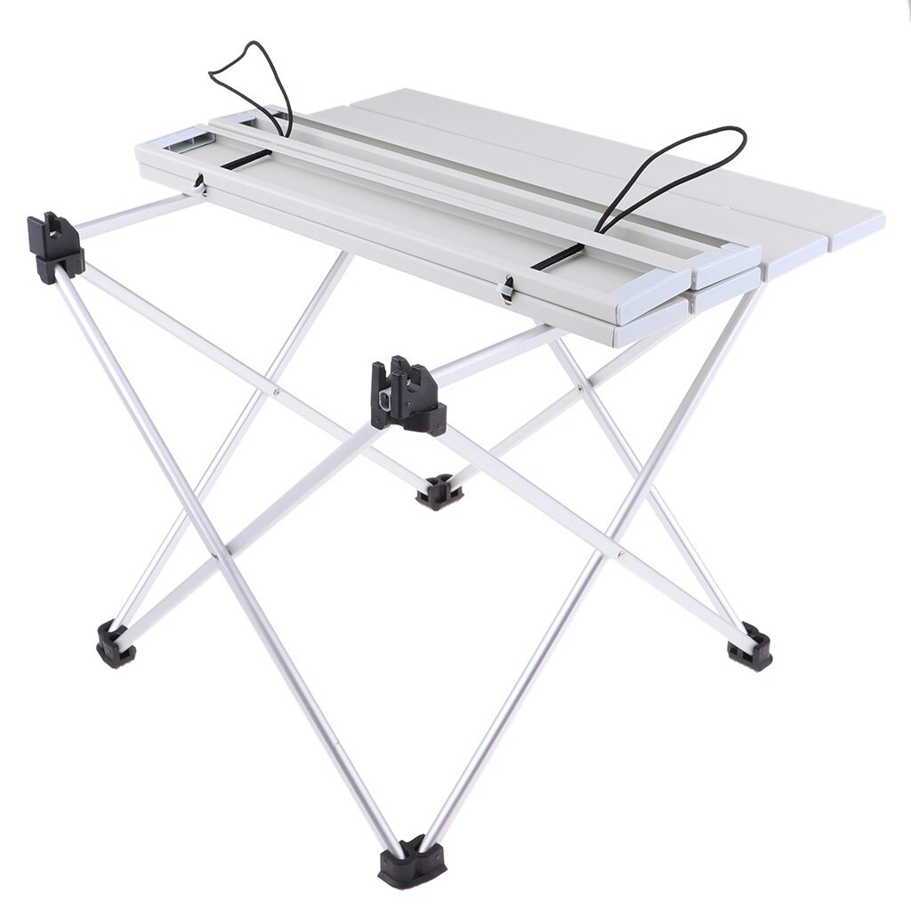 Outdoor Aluminium Foldable Picnic Camping Desk Table Ultralight Compact Size with Storage Pouch Indoor Outdoors Dinner Table: Gray 39.5x35x32cm