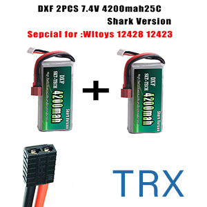 2PCS DXF RC Lipo Batterie 2s 7,4 V 2700mAh 4200mah 20C Max 40C Für Wltoys 12428 feiyue 03 JJRC Q39 upgrade teile: 2PCS 4200mah TRX