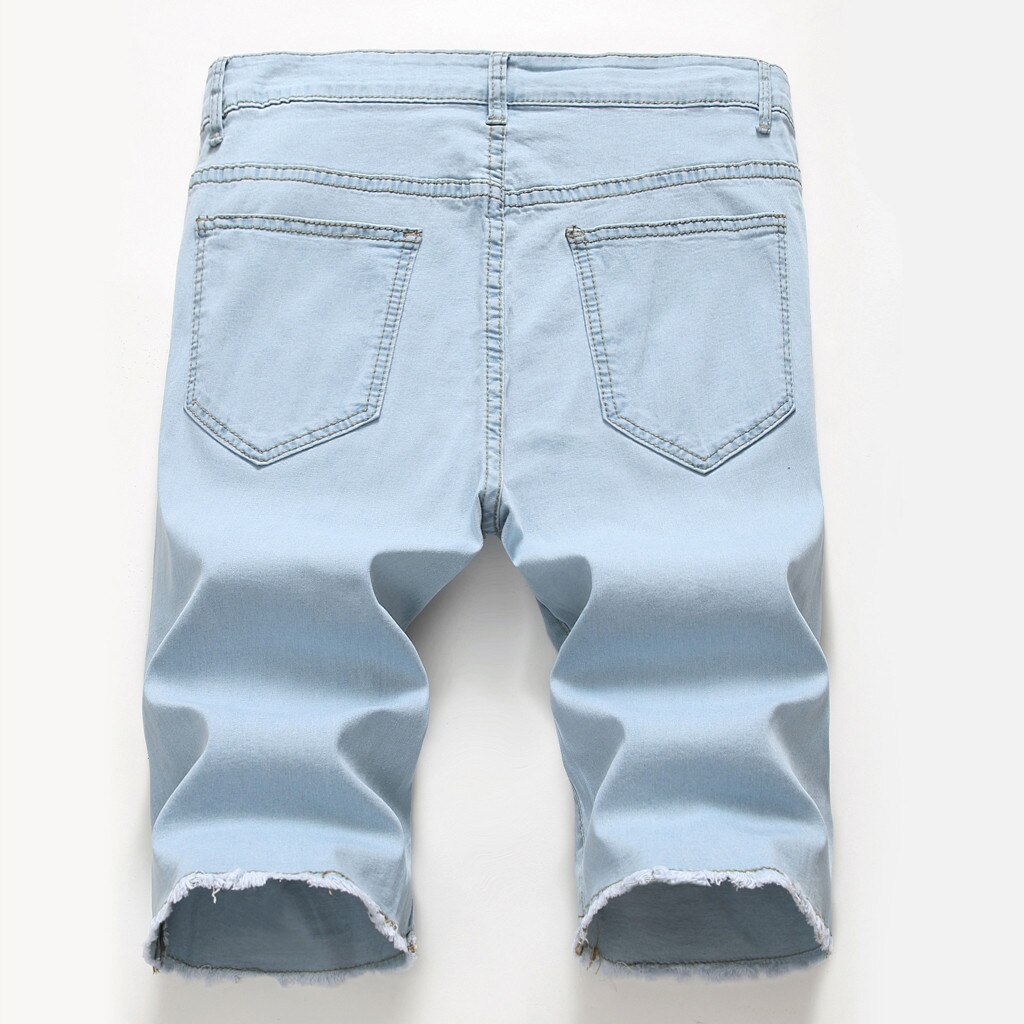 Männer Baumwolle betrübt Denim kurze Hose gerissen Jeans lässig Löcher Hosen Sommer Kurze