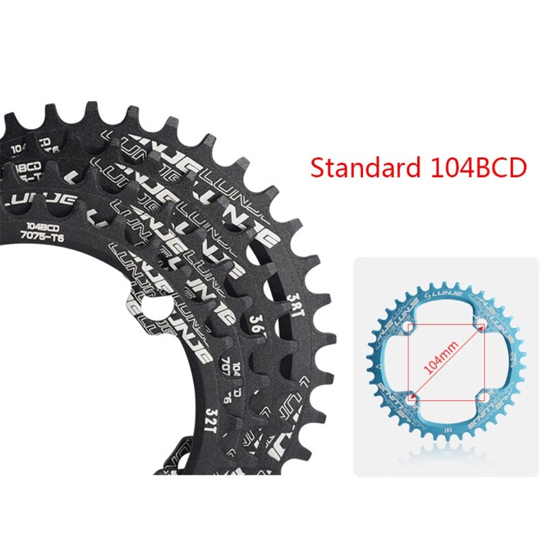 Dioche Plateau De Pédalier Vélo – 32/34/36/38T, BCD 104mm, Alliage Alu 7075 Léger