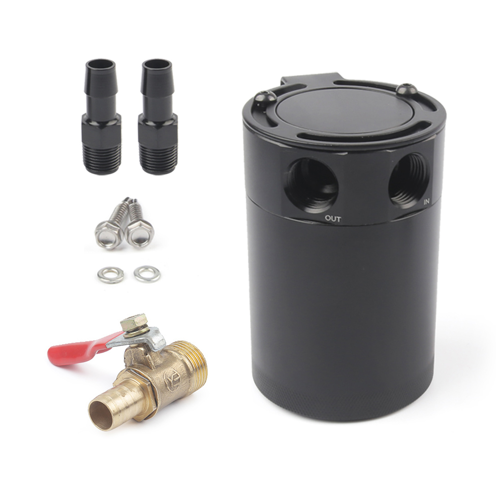 Universal Compact Baffled 2-Port Aluminum Oil Catch Can Reservoir Tank Reservoir Turbo Oil Catch can: 2-hole and FM