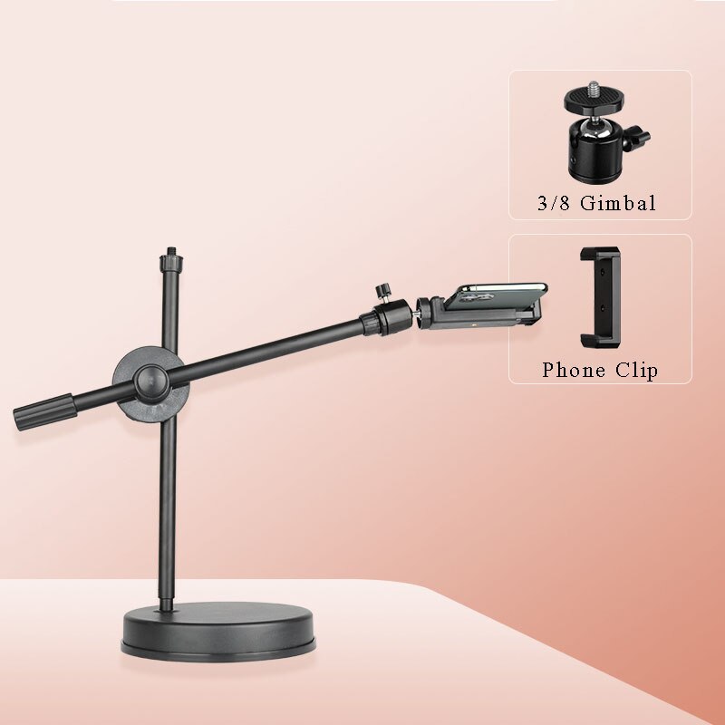 Mobiele Telefoon Overhead Stand Statief Desktop Micro Klasse Live Selfie Led Licht Invullen Statieven Foto Video Anti-Shake Stabiele houders: A