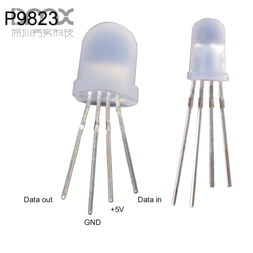 Mokungit 10 stuks  ws2811 apa 106 p9823 f5 5mm f8 8mm ronde rgb led-chipset, volledige kleuren led-chip, 5v stuks