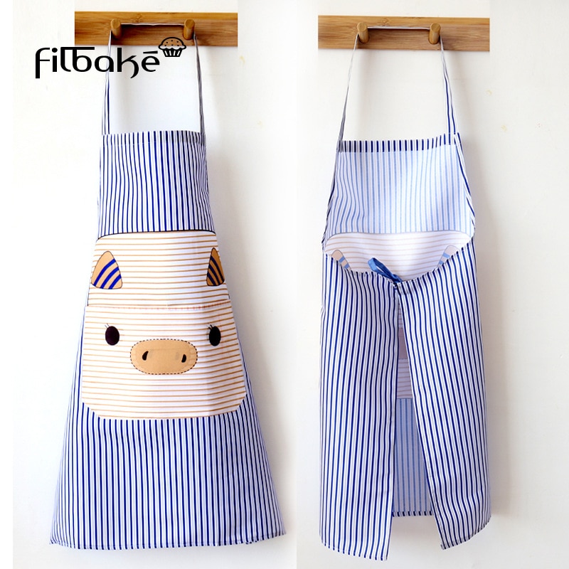 FILBAKE Cute Pig Kitchen Apron Waterproof Cartoon Printed Home Clean Tool For Cooking Painting Kitchen Accessories