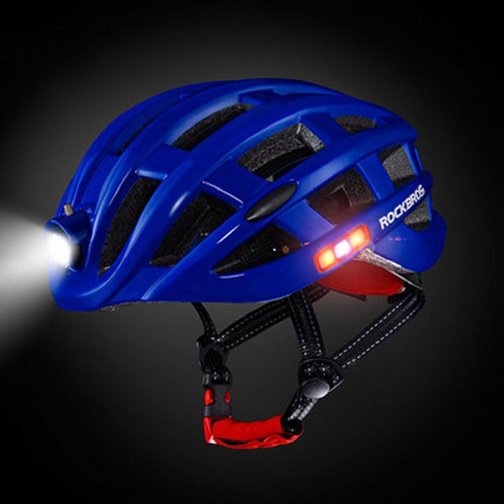 Casco deportivo para exterior ROCKBROS con luz para bicicleta de montaña casco de seguridad de conducción para ciclismo bicicleta: Azul